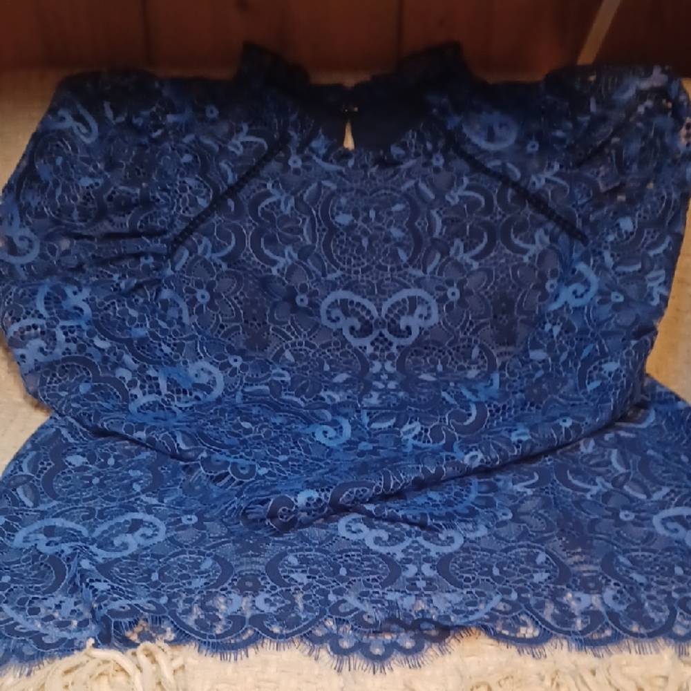 Lilly Pulitzer Boca Blue Lace Blouse